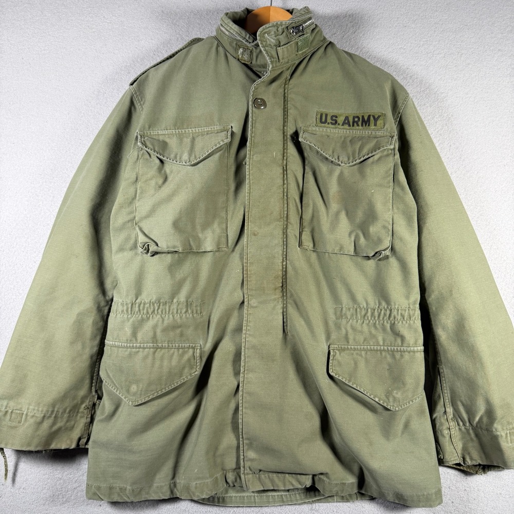 Vintage US Army M-65 Field Jacket Olive Drab Green Military Utility Coat